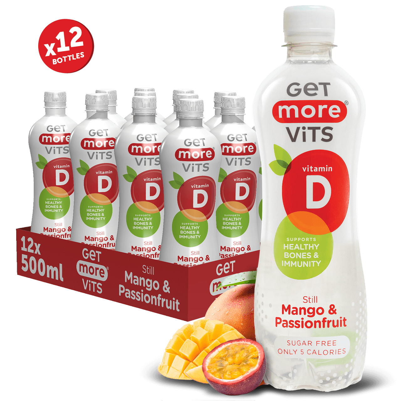 Get More Vitamin D Still Mango & Passionfruit Drink 12 x 500ml Image 1