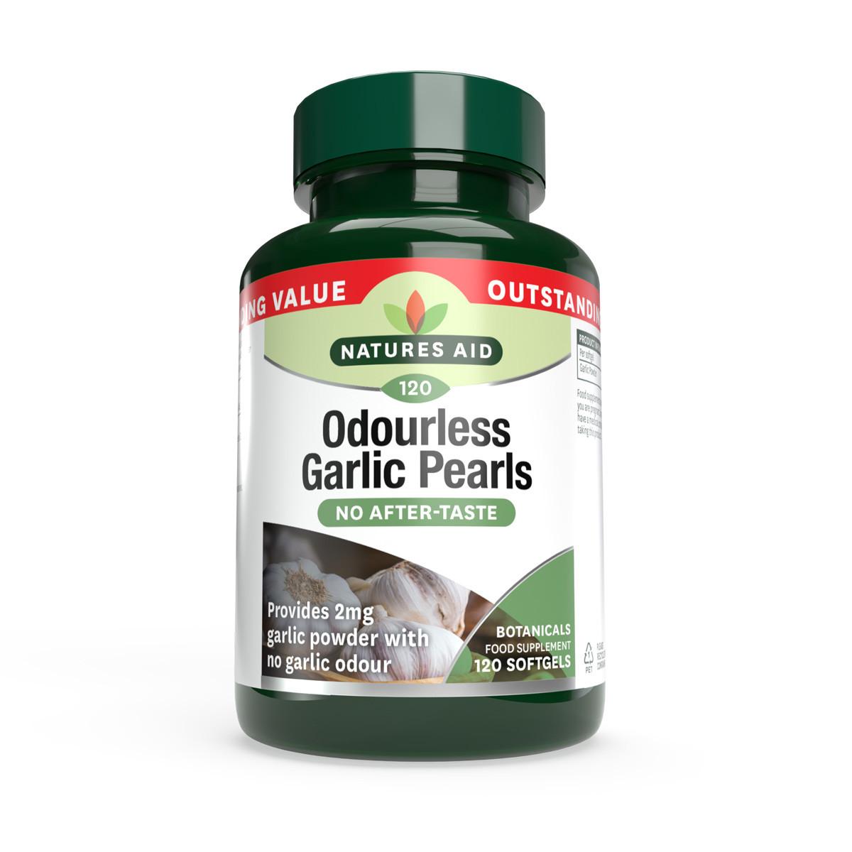 Natures Aid Garlic Pearls (Odourless) One-a-day 120 Softgels Image 1