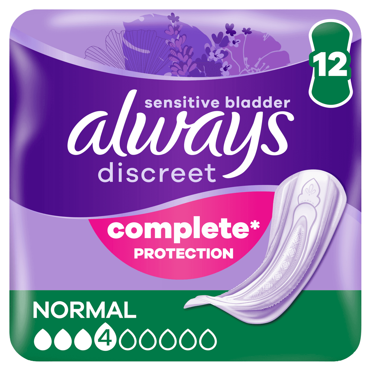 Always Discreet Incontinence Pads Women Normal 12 Pads Image 1