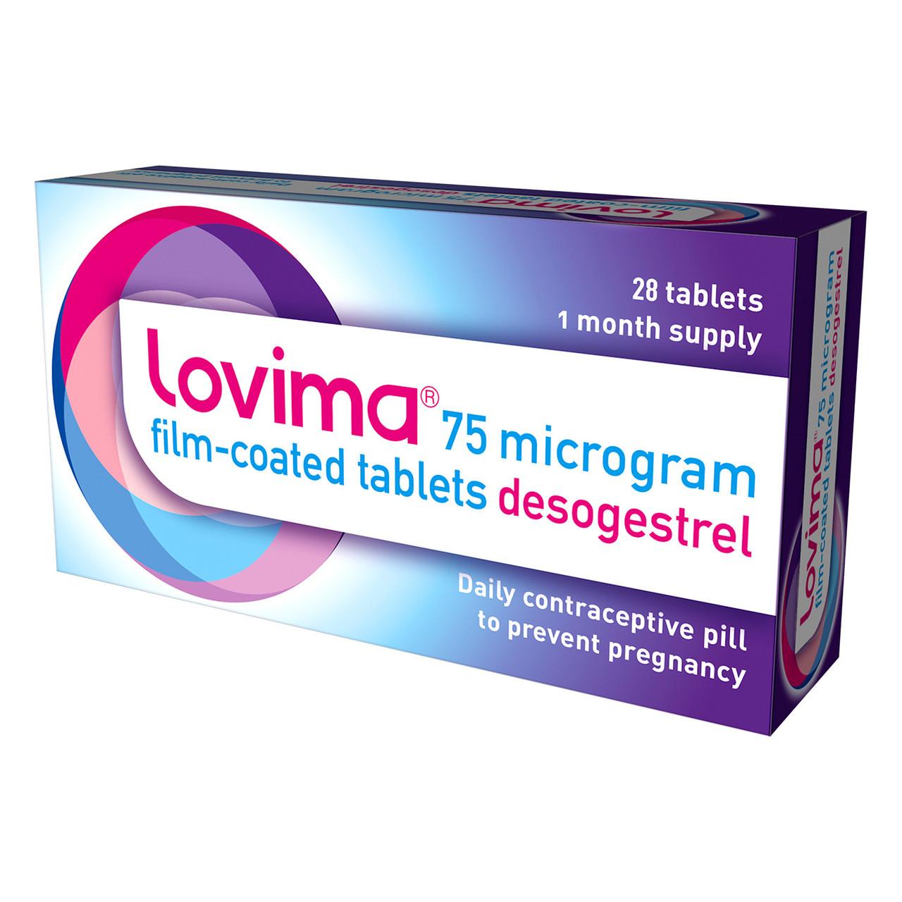 Lovima 75 Microgram Film-coated (Desogestrel) (One Month Supply) 28 Tablets Image https://cdn11.bigcommerce.com/s-g585yu857h/images/stencil/1280w/products/1690/2536/Lovima-75-Microgram-Film-coated-Tablets__96810__45100.1740667800.jpg1