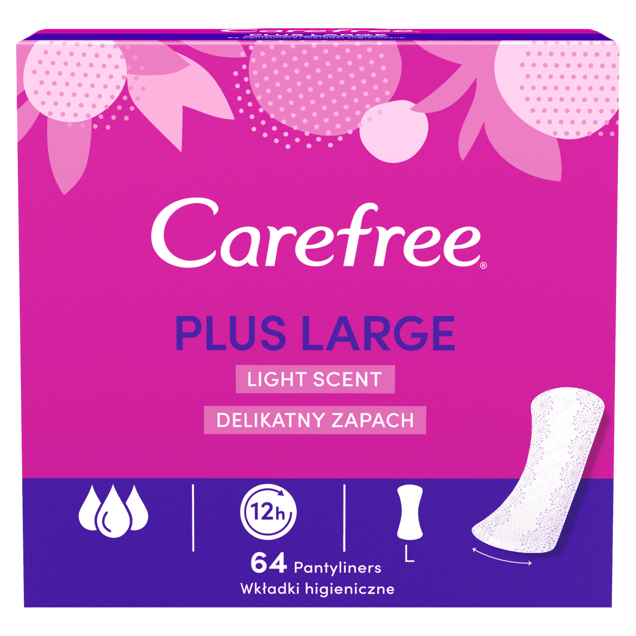 Carefree Plus Large Unscented Pantyliners 64 Pack Image 1