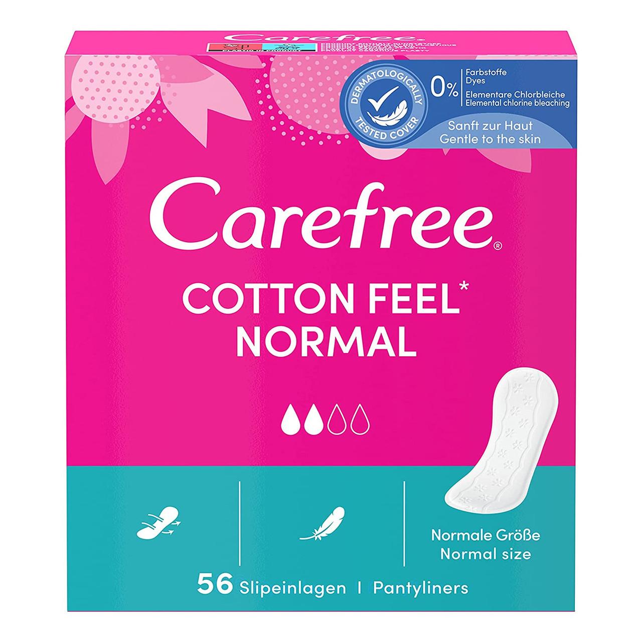 Carefree Cotton Feel Normal Unscented Pantyliners 56 Pack Image 1