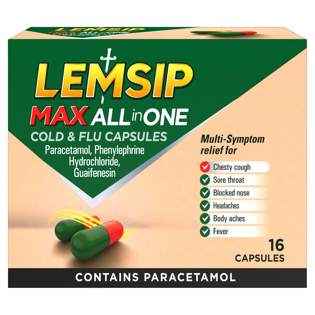 Lemsip Max All In One Cold & Flu 16 Capsules Image 1