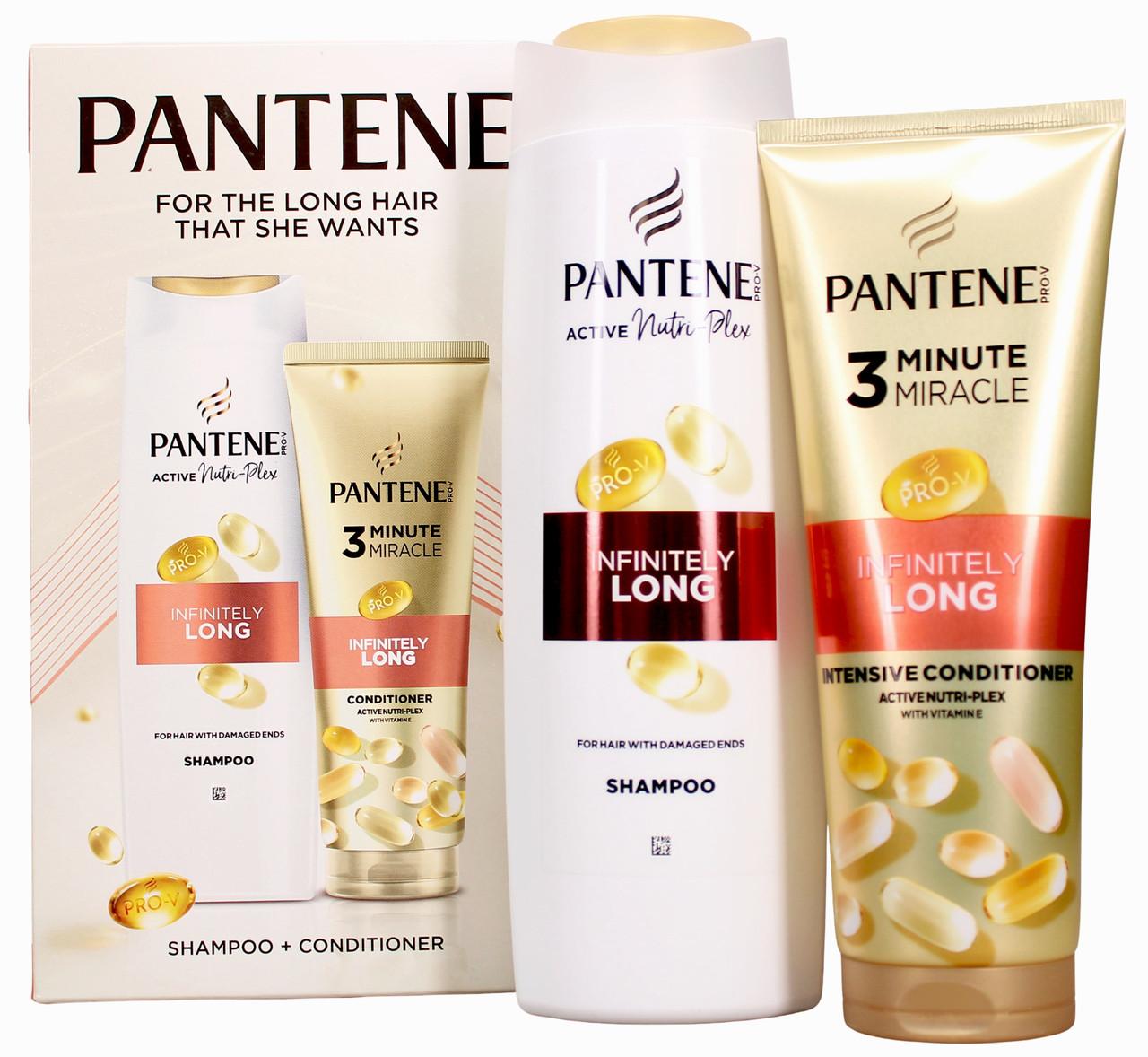 Pantene Infinitely Long Hair Care Shampoo 400ml + Conditioner 220ml Gift Set Image 1