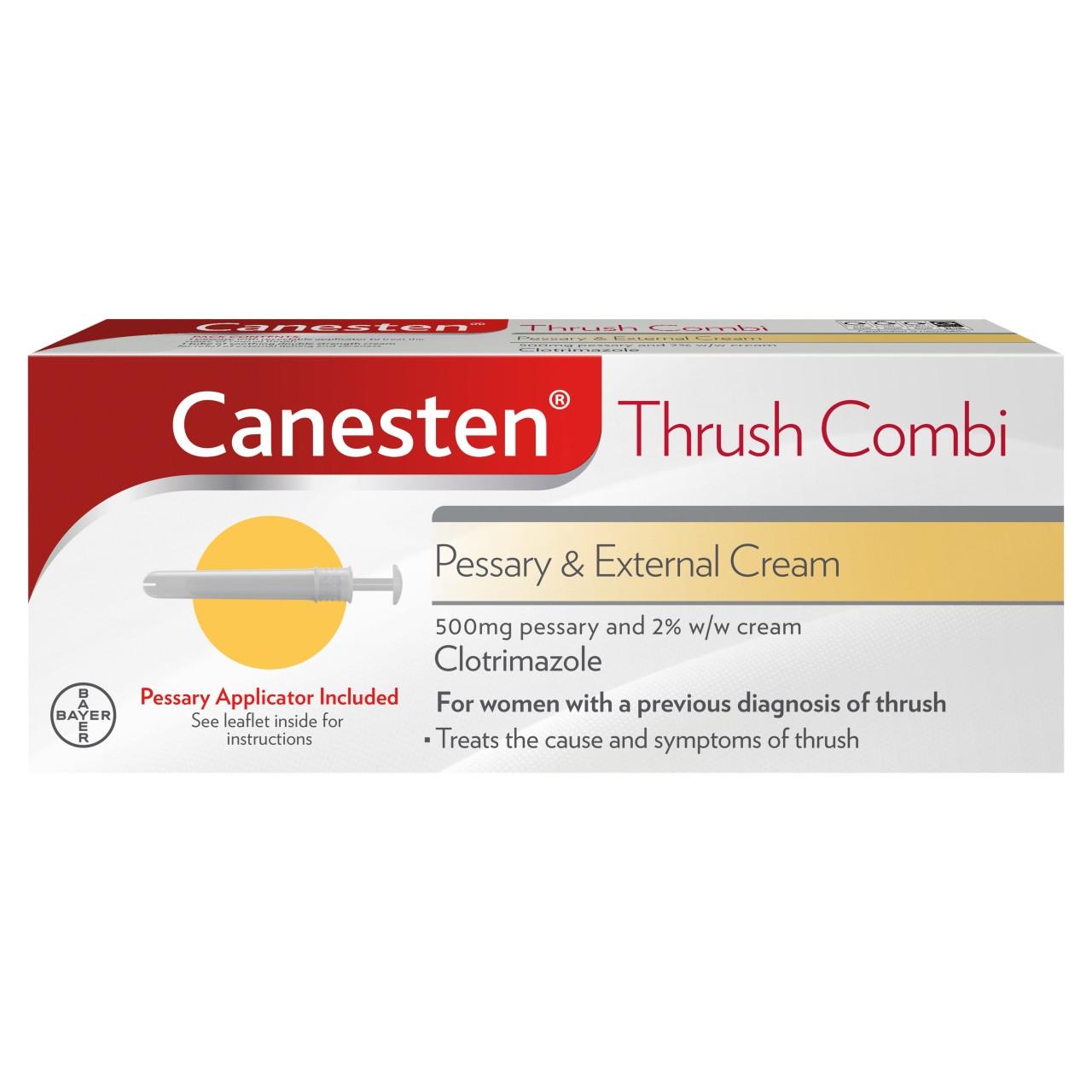 Canesten Thrush Combi Pessary & External Cream 500mg Pessary & 2% w/w Cream Image 1