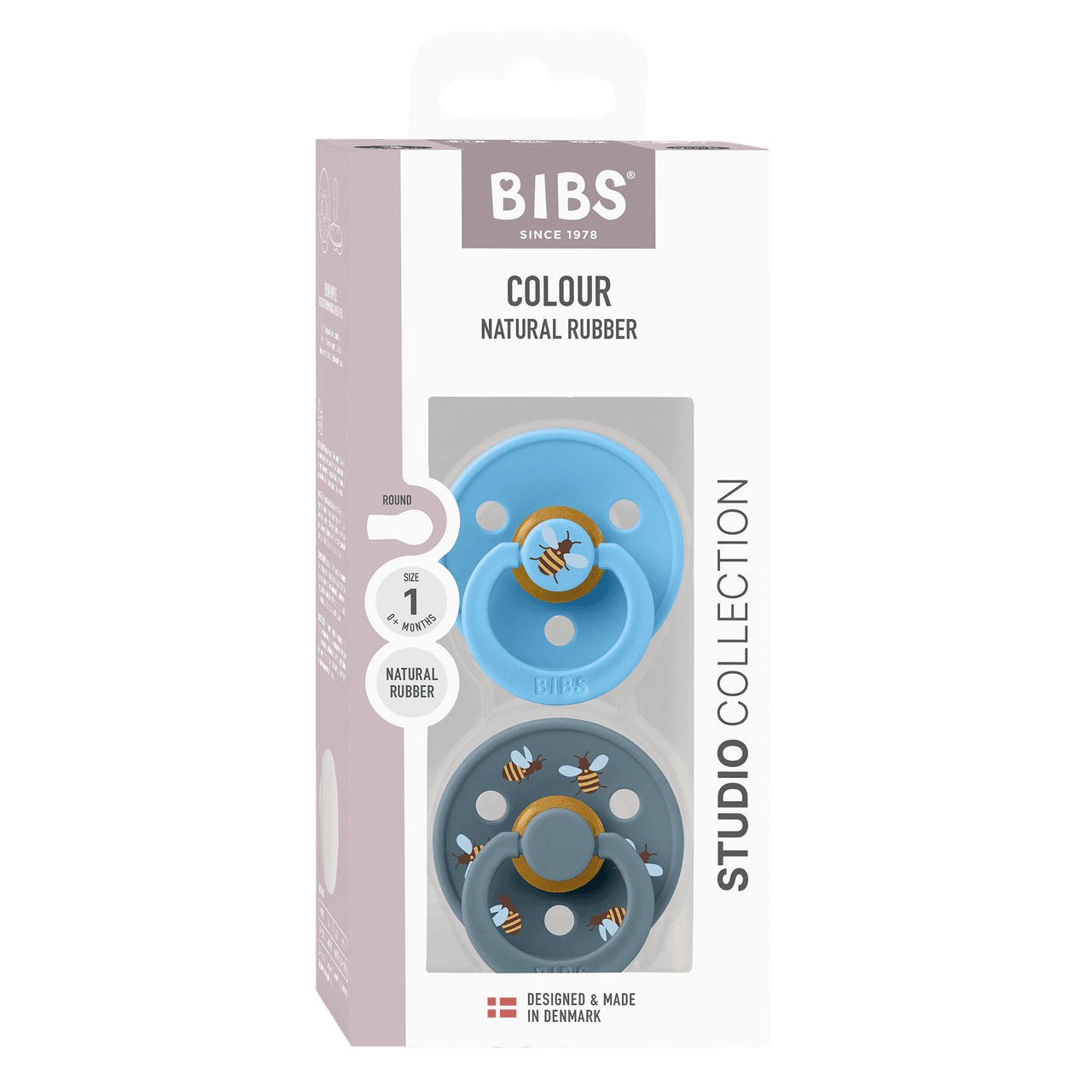 BIBS Pacifier Studio Colour 2 PACK Bumblebee Latex Size 1 Breeze Mix Image 1