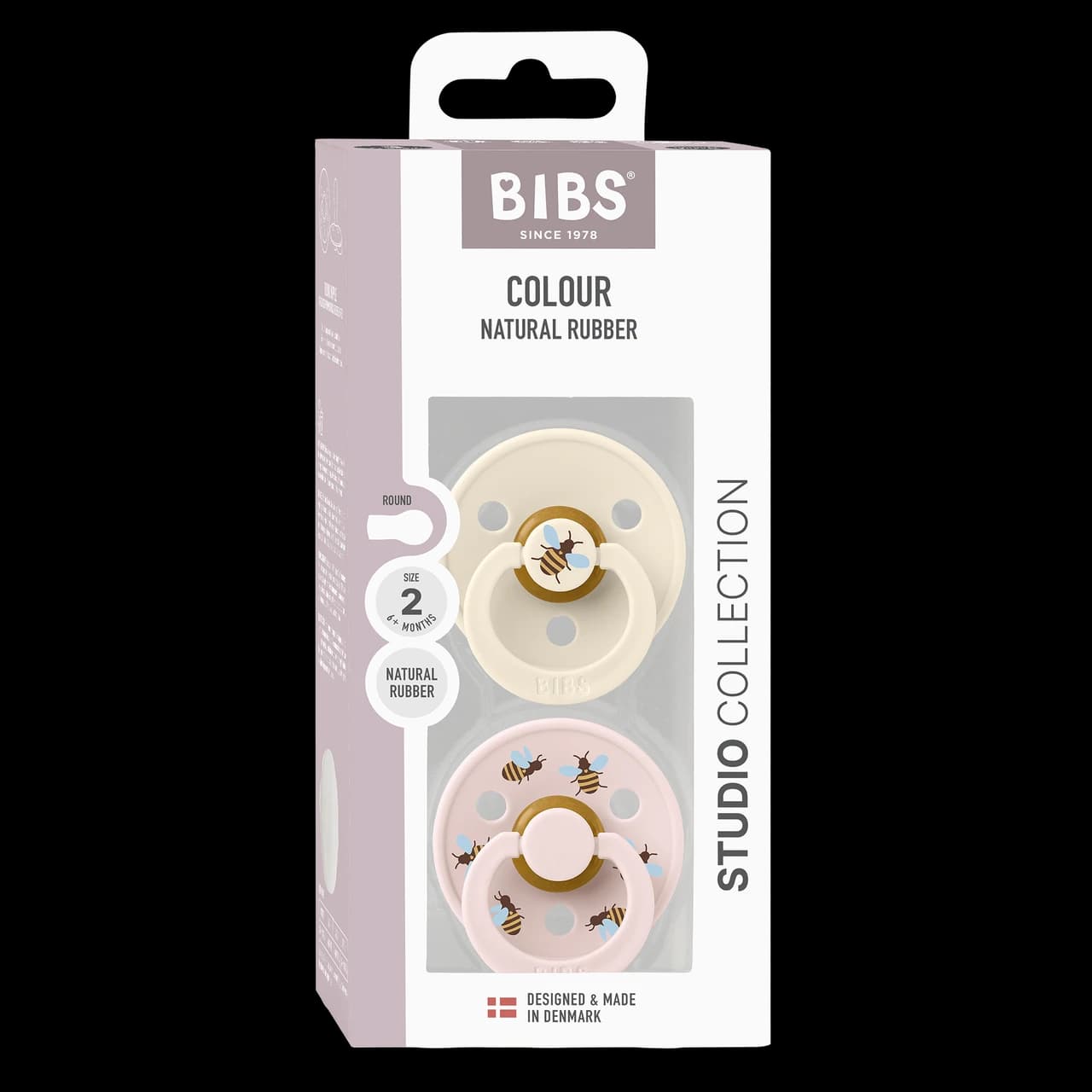 BIBS Pacifier Studio Colour 2 PACK Bumblebee Latex Size 2 Ivory Mix Image 1