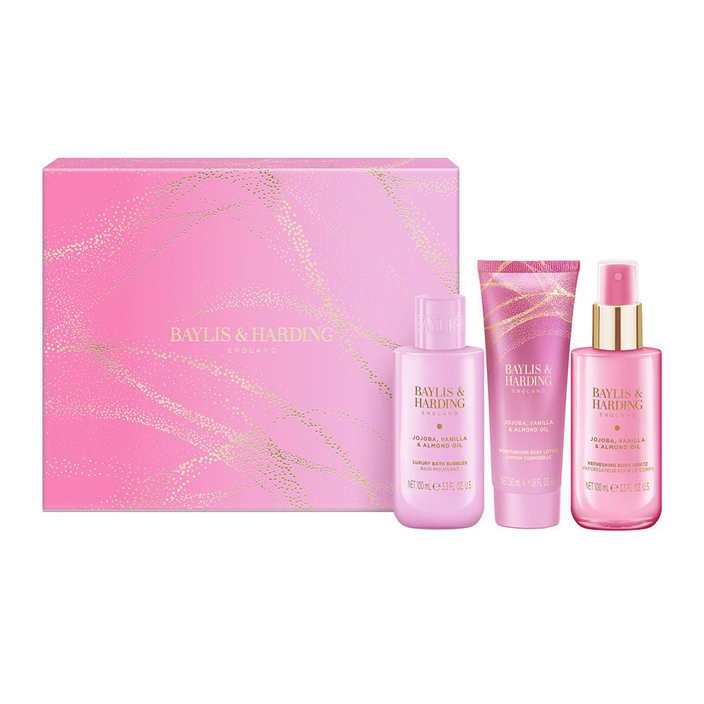 Baylis & Harding Jojoba, Vanilla & Almond Oil Gift Wrapped Pamper Trio Gift Set Image 1
