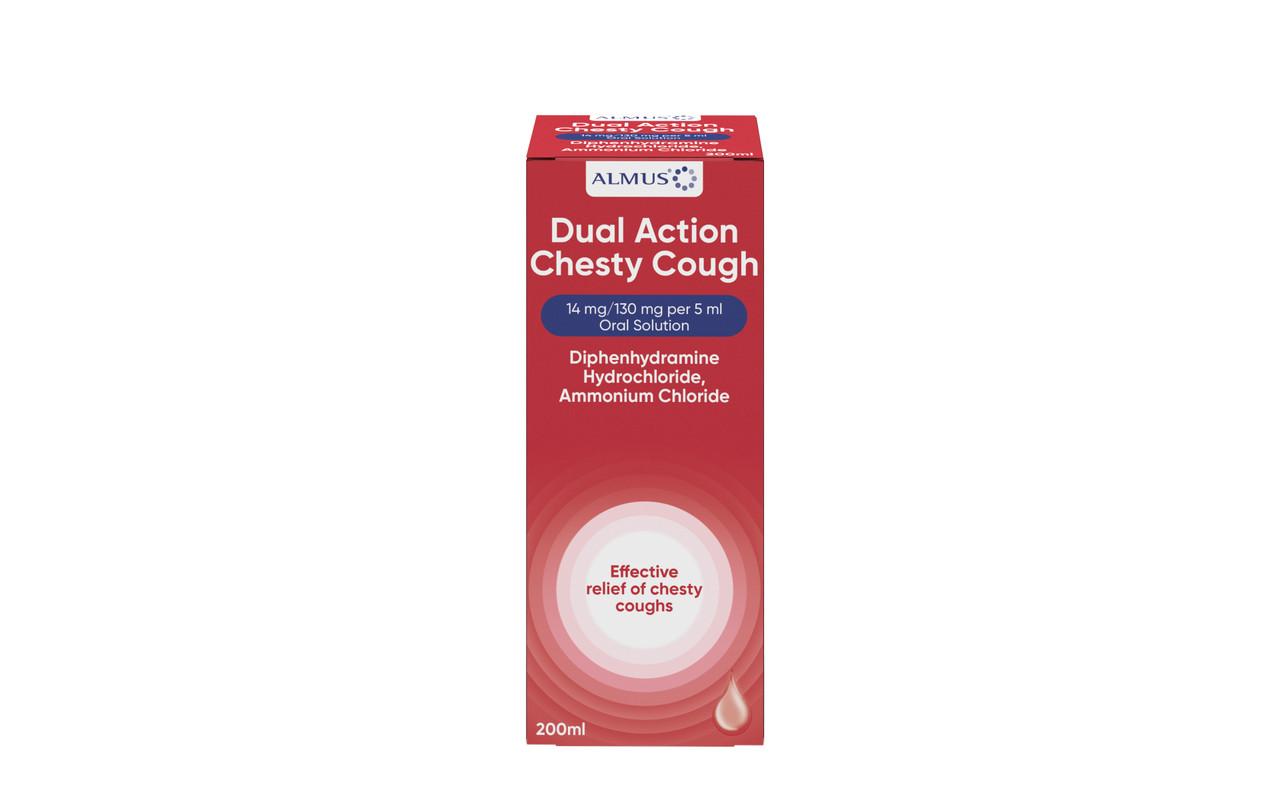 Almus Dual Action Chesty Cough Oral Solution 14mg/5ml 200ml Image 1