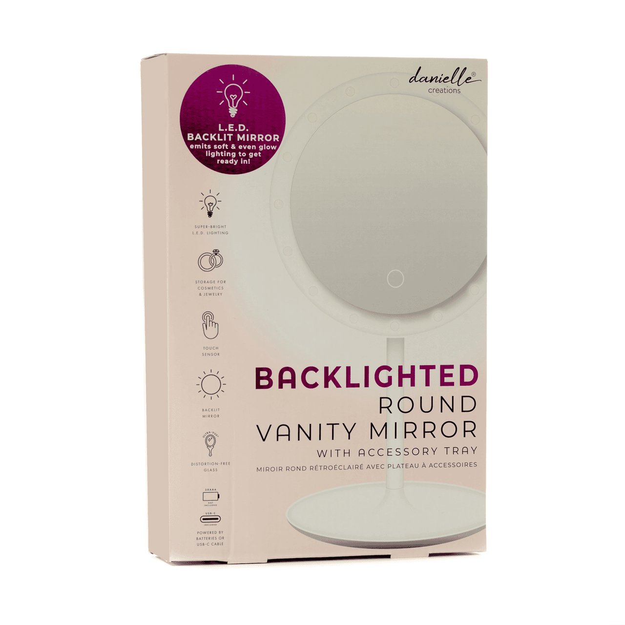 Danielle Creations Round LED Backlit Mirror Image 1