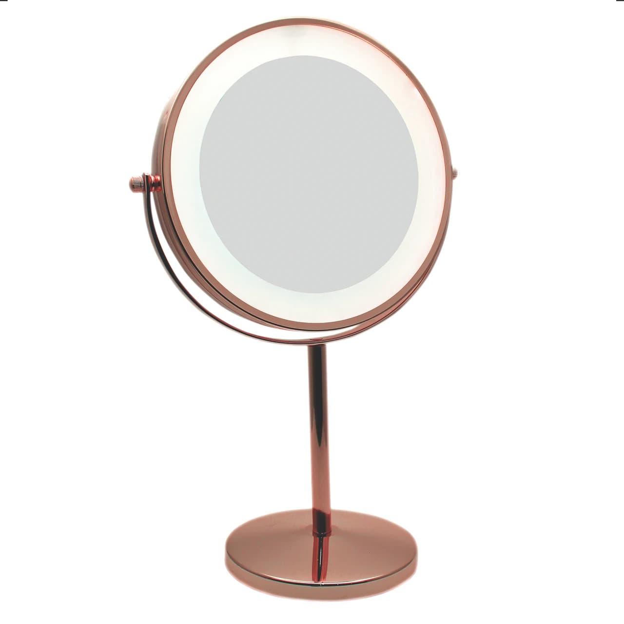 Danielle Creations Rose Gold Halo Light Mirror 5x Magnification Image 1
