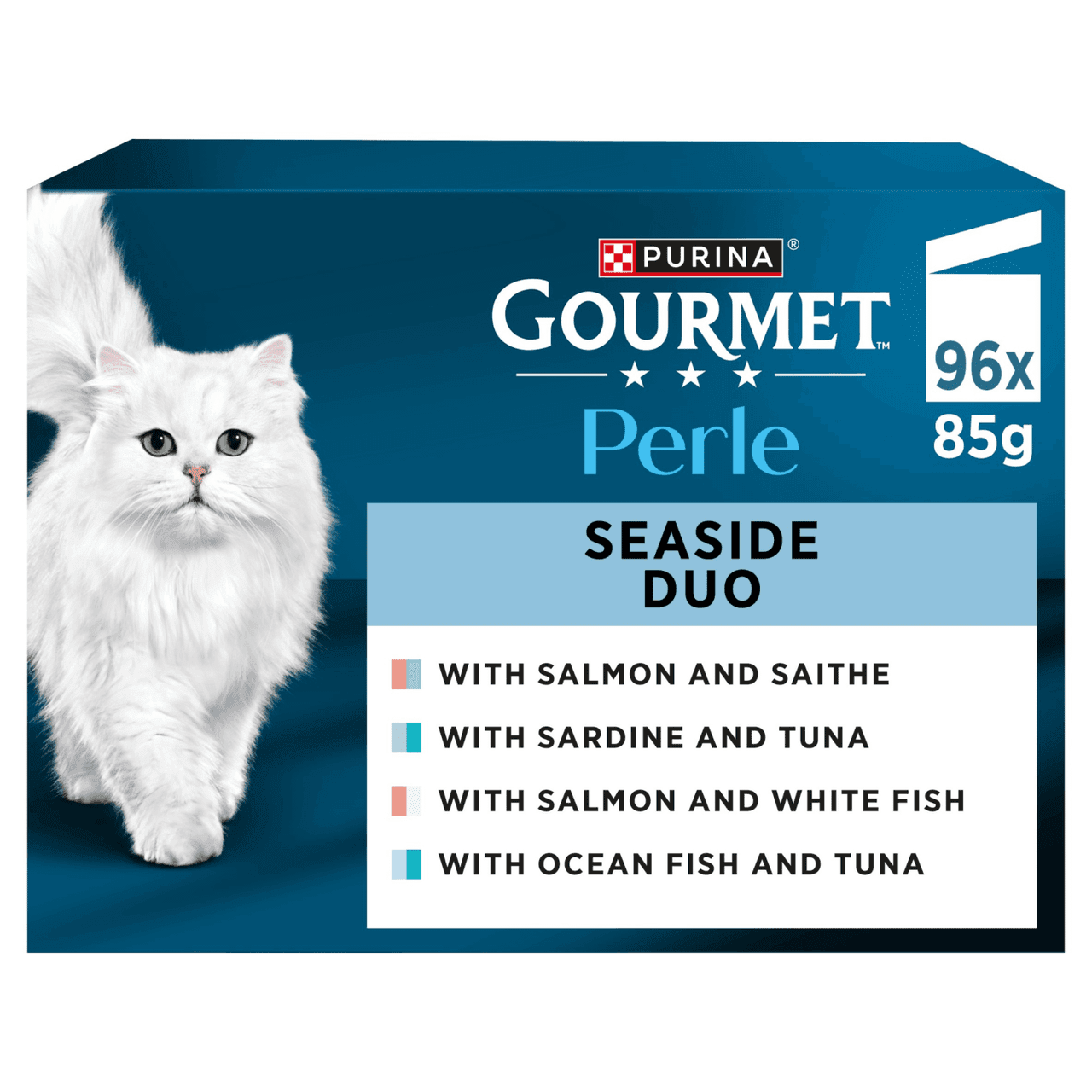 Gourmet Perle Mini Fillets in Gravy Seaside Duo Selection Wet Cat Food 96x85g Image 1