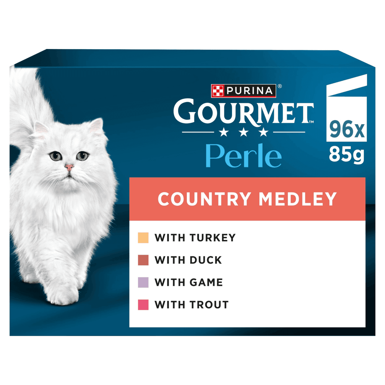 Gourmet Perle Mini Fillets in Jelly Country Medley Wet Cat Food 96x85g Image 1