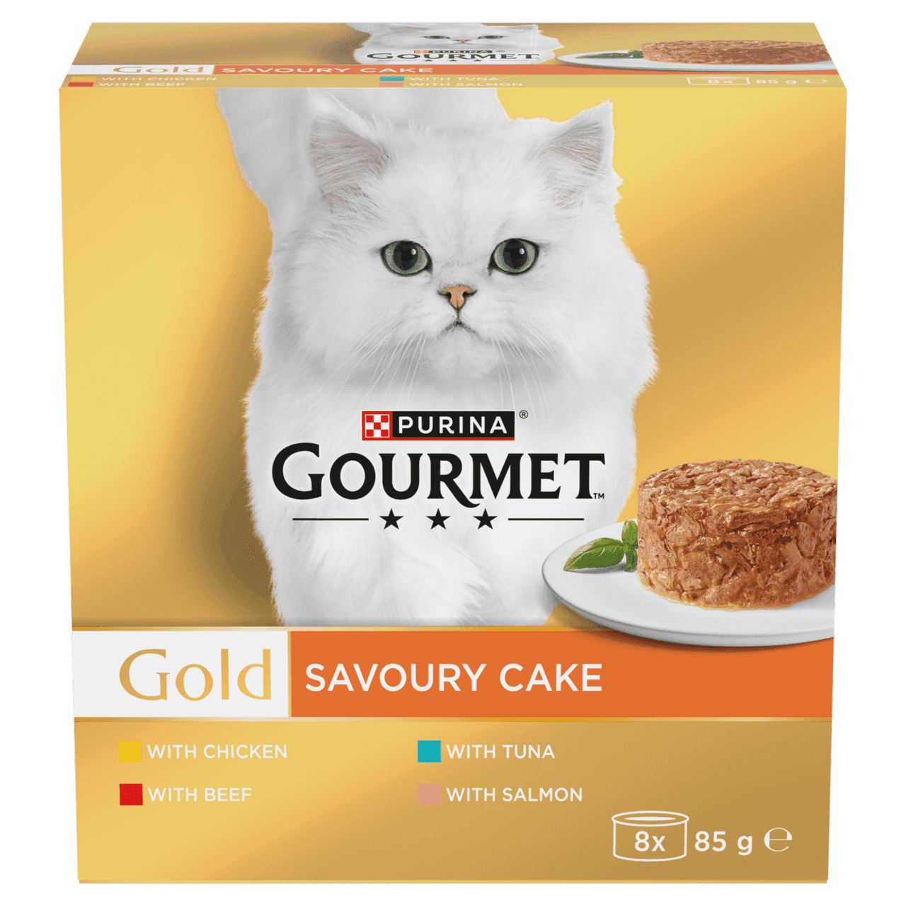Gourmet Gold Savoury Cake Meat and Fish Variety Wet Cat Food 8x85g Image 1