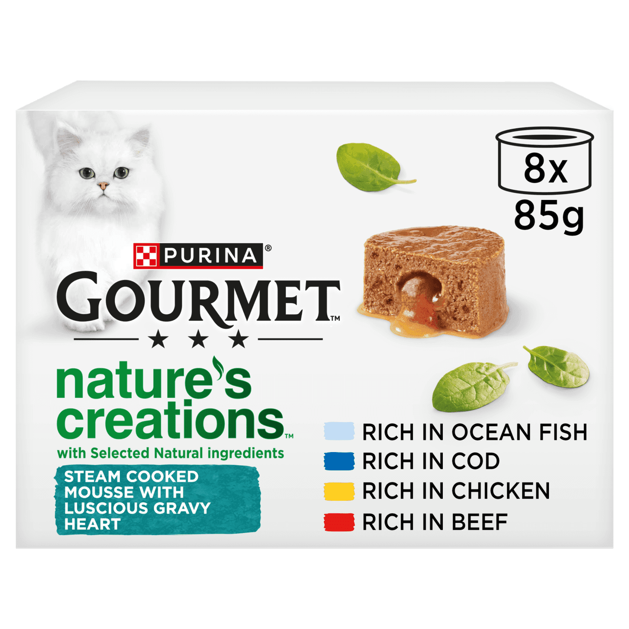 Gourmet Nature's Creations Mousse Chicken and Fish in Gravy Wet Cat Food 8x85g Image https://cdn11.bigcommerce.com/s-g585yu857h/images/stencil/1280w/products/17498/36530/8445290985446_T517__32805.1788876944.png1