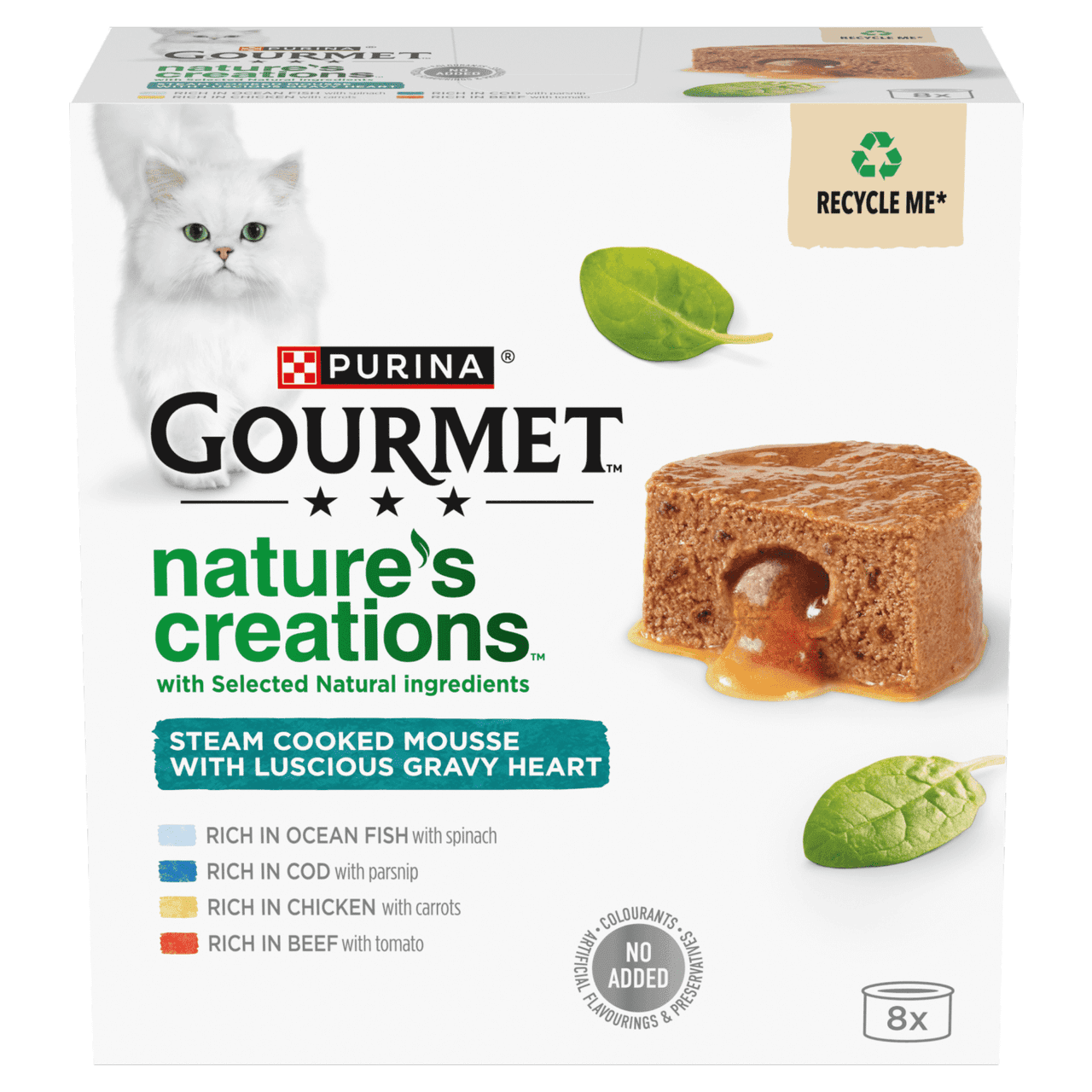 Gourmet Nature's Creations Mousse Chicken and Fish in Gravy Wet Cat Food 8x85g Image 1