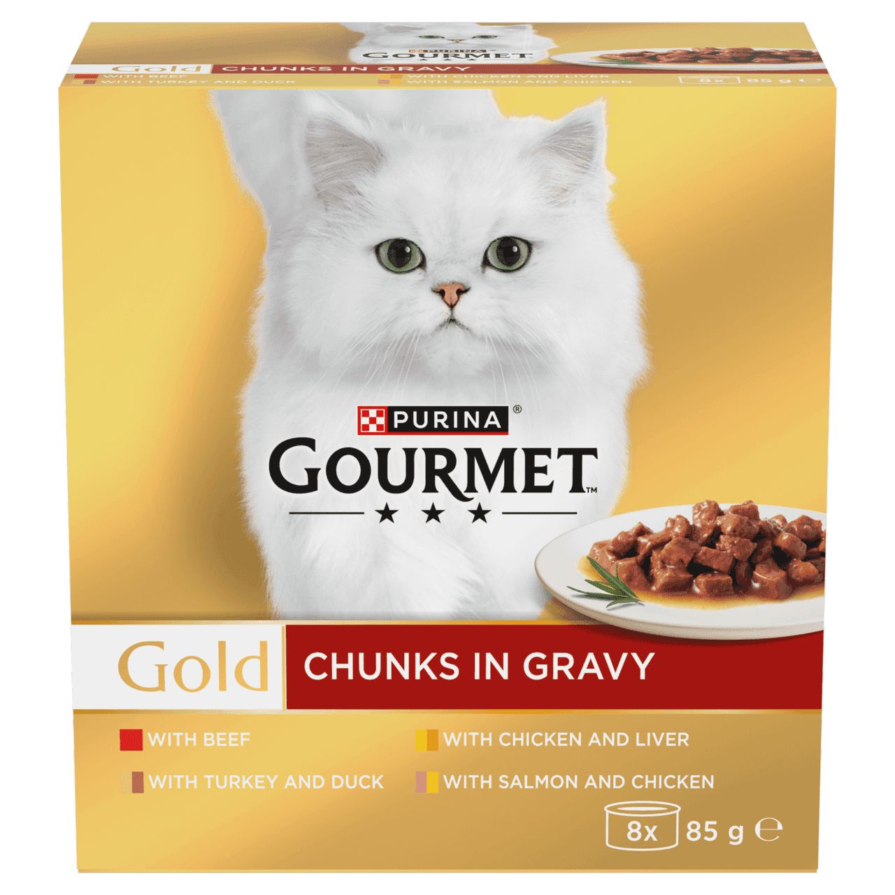 Gourmet Gold Chunks in Gravy Collection Wet Cat Food 8x85g Image 1