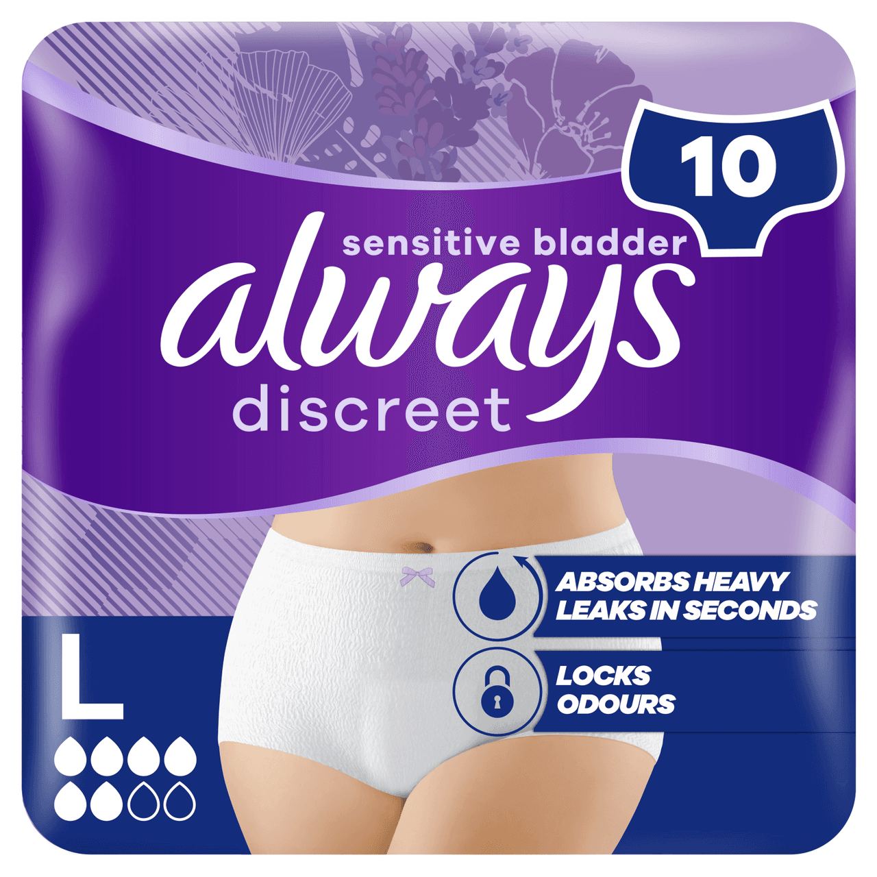 Always Discreet Incontinence Pants Women Large 10 Pants Image 1