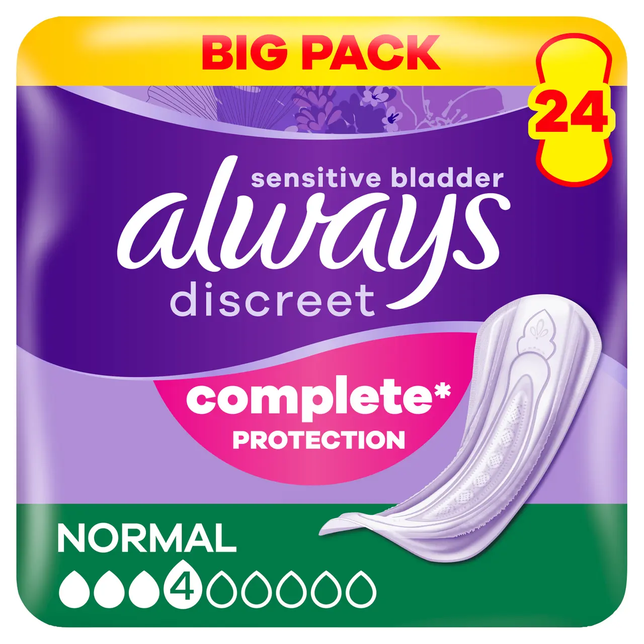 Always Discreet Incontinence Pads Women Normal 24 Pads Image 1