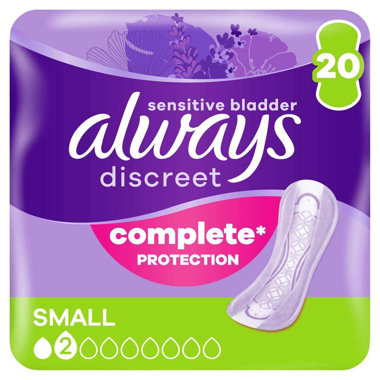 Always Discreet Incontinence Pads Women Small 20 Pads Image 1