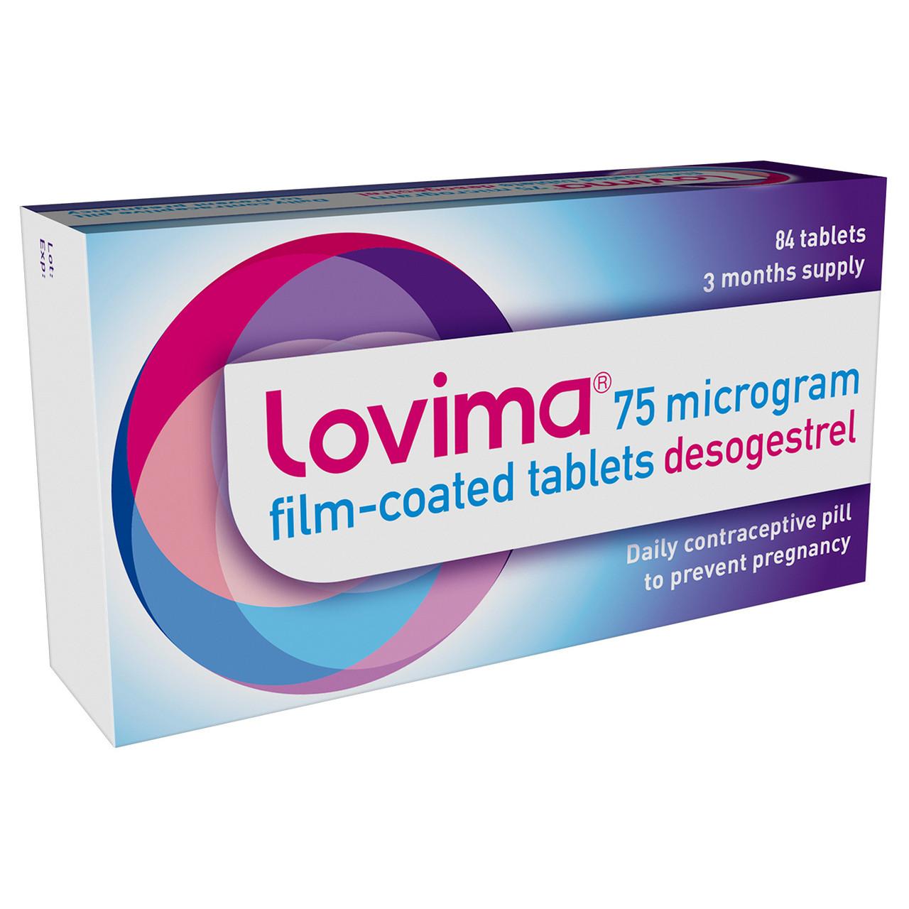 Lovima Contraceptive 75 Microgram Film-coated (Desogestrel) (3 Month Supply) 84 Tablets Image https://cdn11.bigcommerce.com/s-g585yu857h/images/stencil/1280w/products/1775/2678/Lovima-75-Microgram-Film-coated-Tablets__79766__04531.1740667804.jpg1
