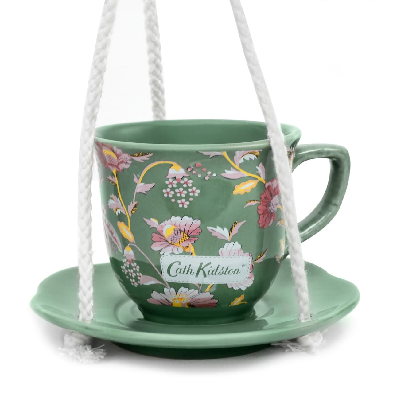 Cath Kidston Green Floral Ceramic Teacup Feeder Image 1