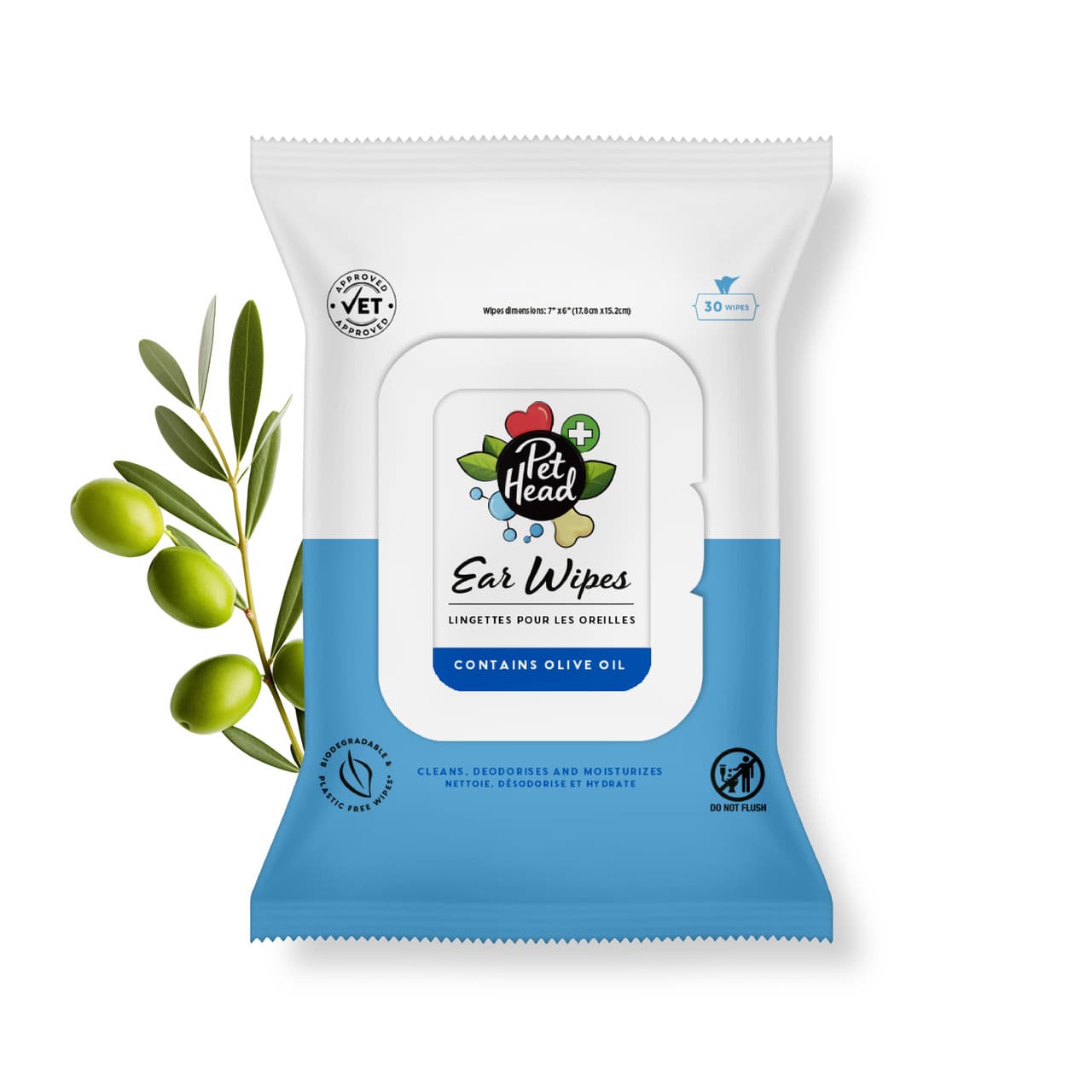 Pet Head Health Ear Wipes for Dogs Pack of 30 Image 1