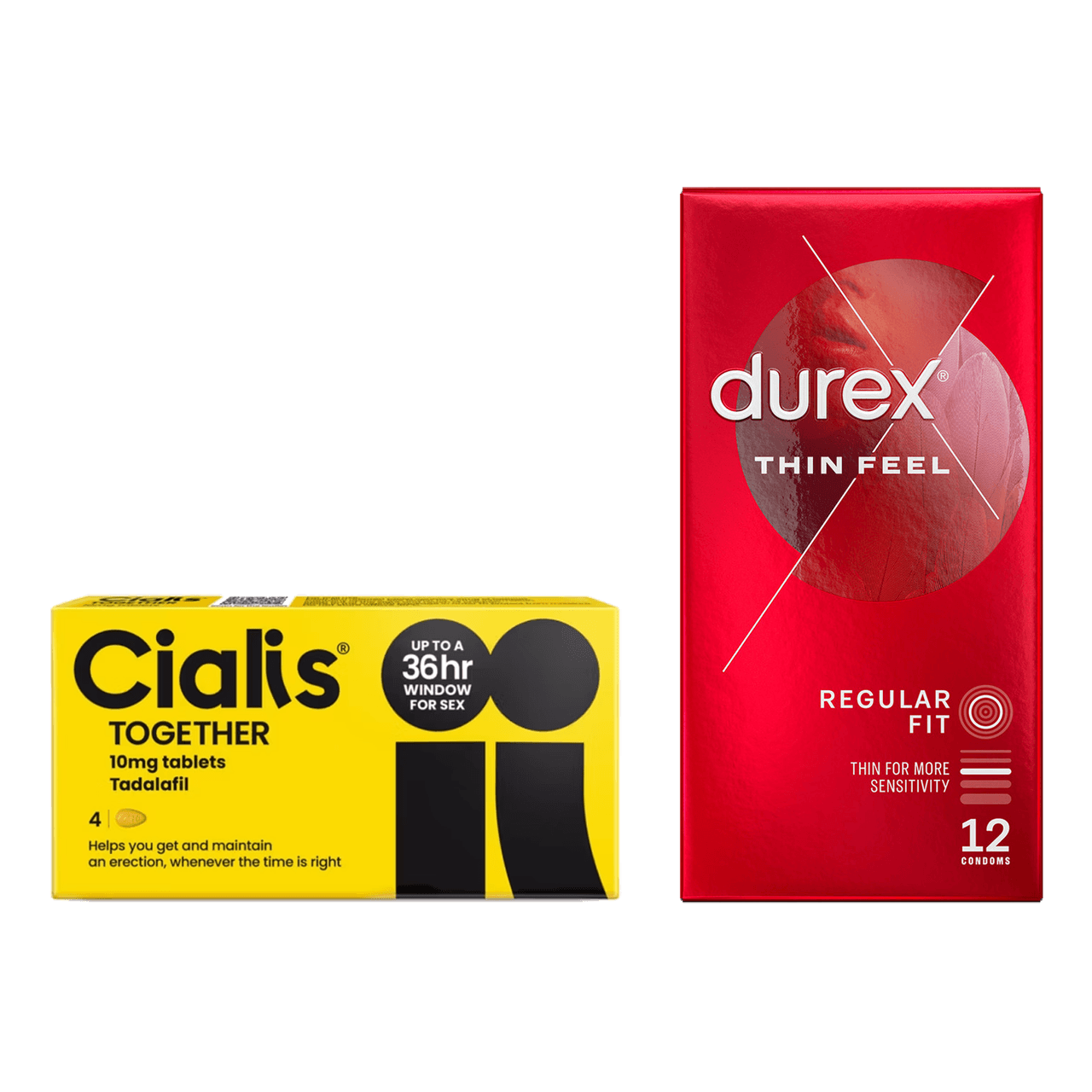 Cialis Together Tablets 10mg 4 Pack & Durex Thin Feel 12 Condoms Image 1