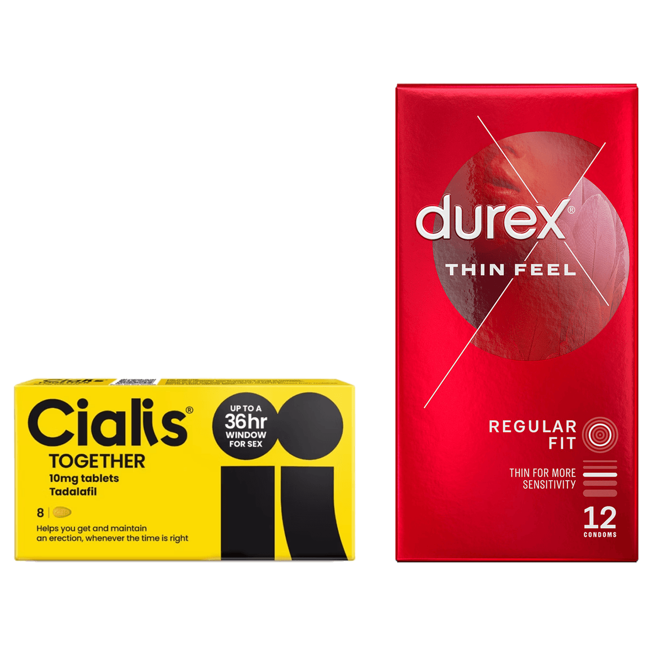 Cialis Together Tablets 10mg 8 Pack & Durex Thin Feel 12 Condoms Image 1