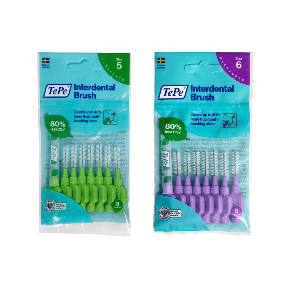 TePe Interdental Brushes Original Green 8s & Original Purple 8s Image 1