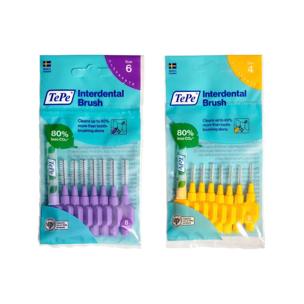 TePe Interdental Brushes Original Yellow 8s & Original Purple 8s Image 1