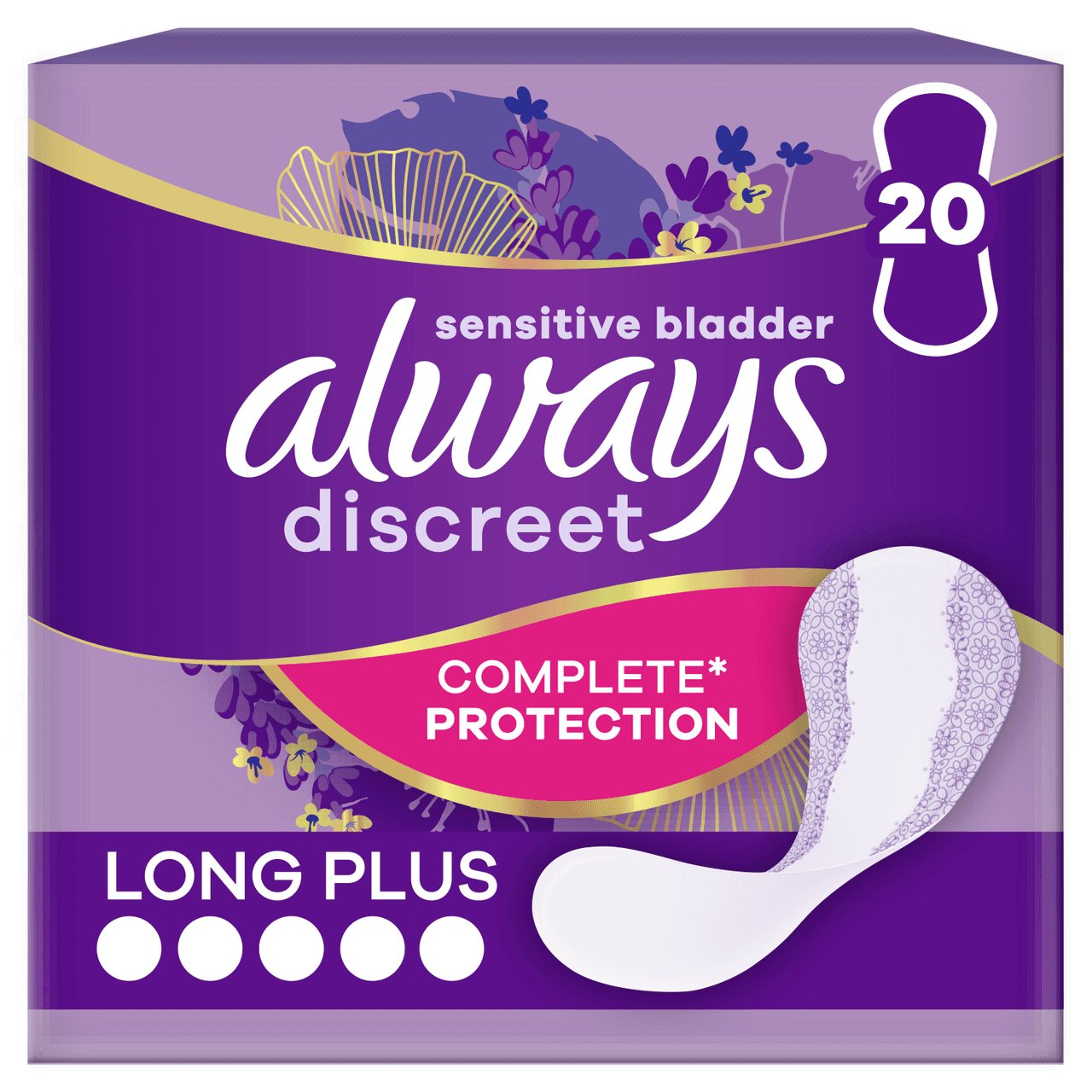 Always Discreet Incontinence Liners Long+ 20 Liners Image 1