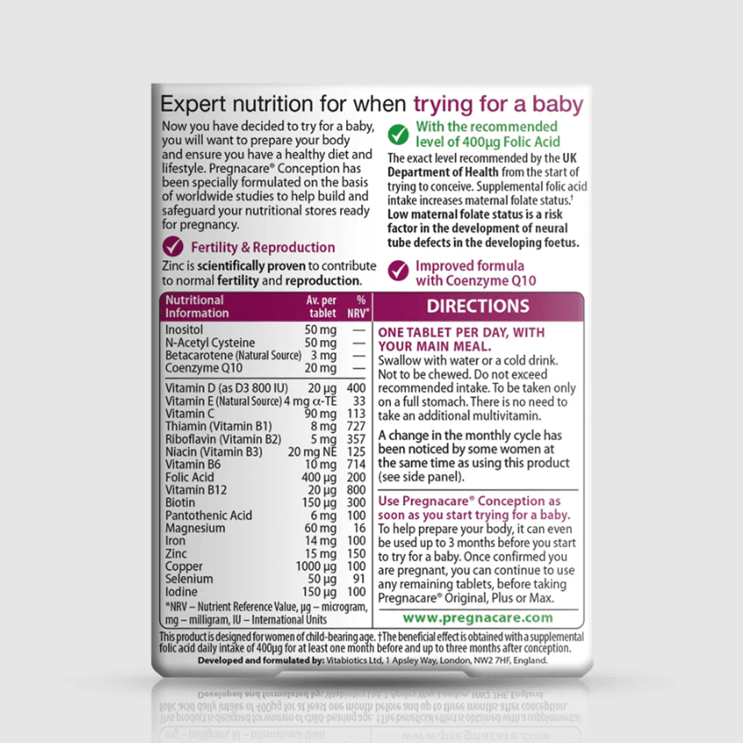 Vitabiotics Pregnacare Before Conception 30 Tablets Image https://cdn11.bigcommerce.com/s-g585yu857h/images/stencil/1280w/products/2018/13616/21270_B__28933.1781189059.png1