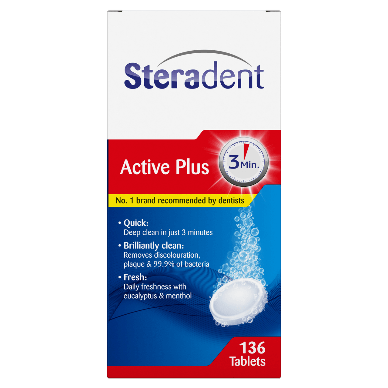 Steradent Active Plus Mega Pack 136 Tablets Image 1
