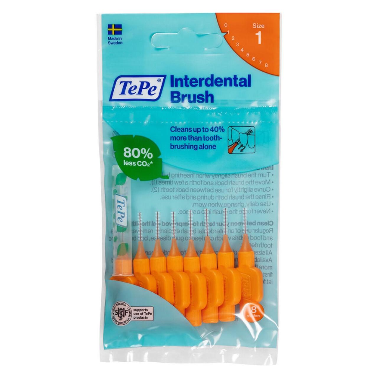 TePe Interdental Brushes Original Orange 8 x 0.45mm Brushes Image 1