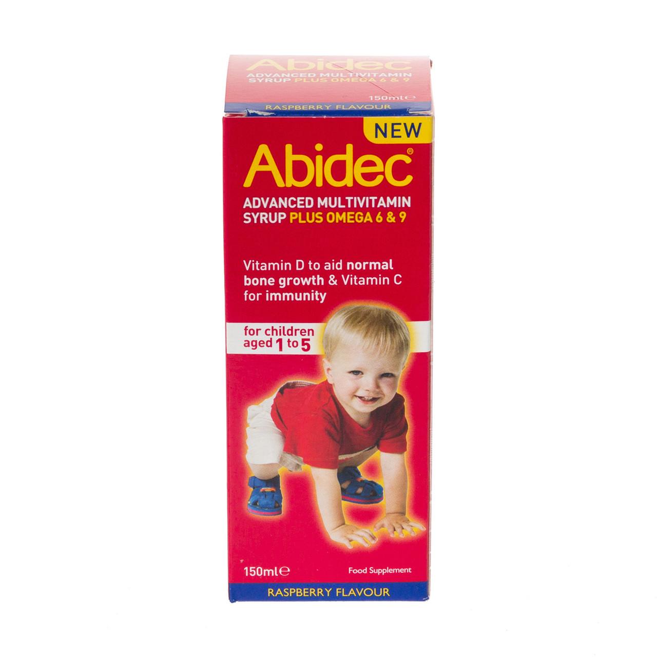 Abidec Advanced Multivitamin Syrup Plus Omega 6 & 9 Raspberry Flavour 150ml Image 1