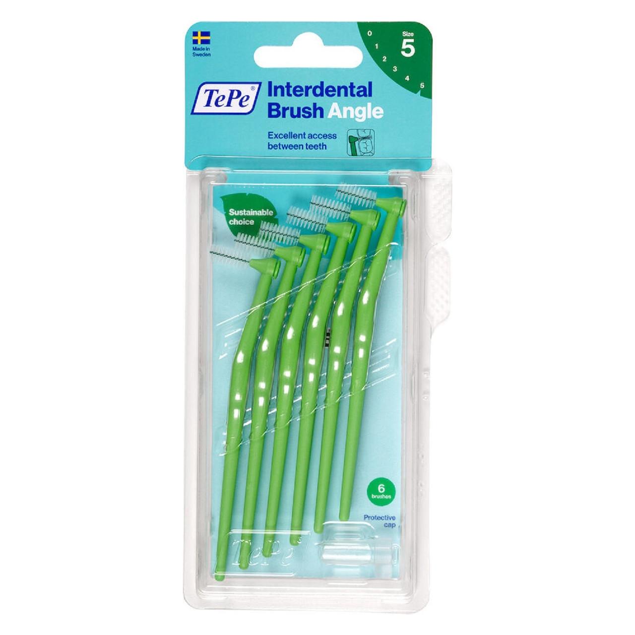 TePe Interdental Brushes Angle Green 6 x 0.8mm Brushes Image 1