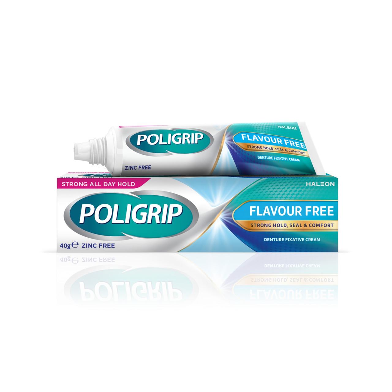 Poligrip Denture Fixative Cream Flavour Free 40g Image 1