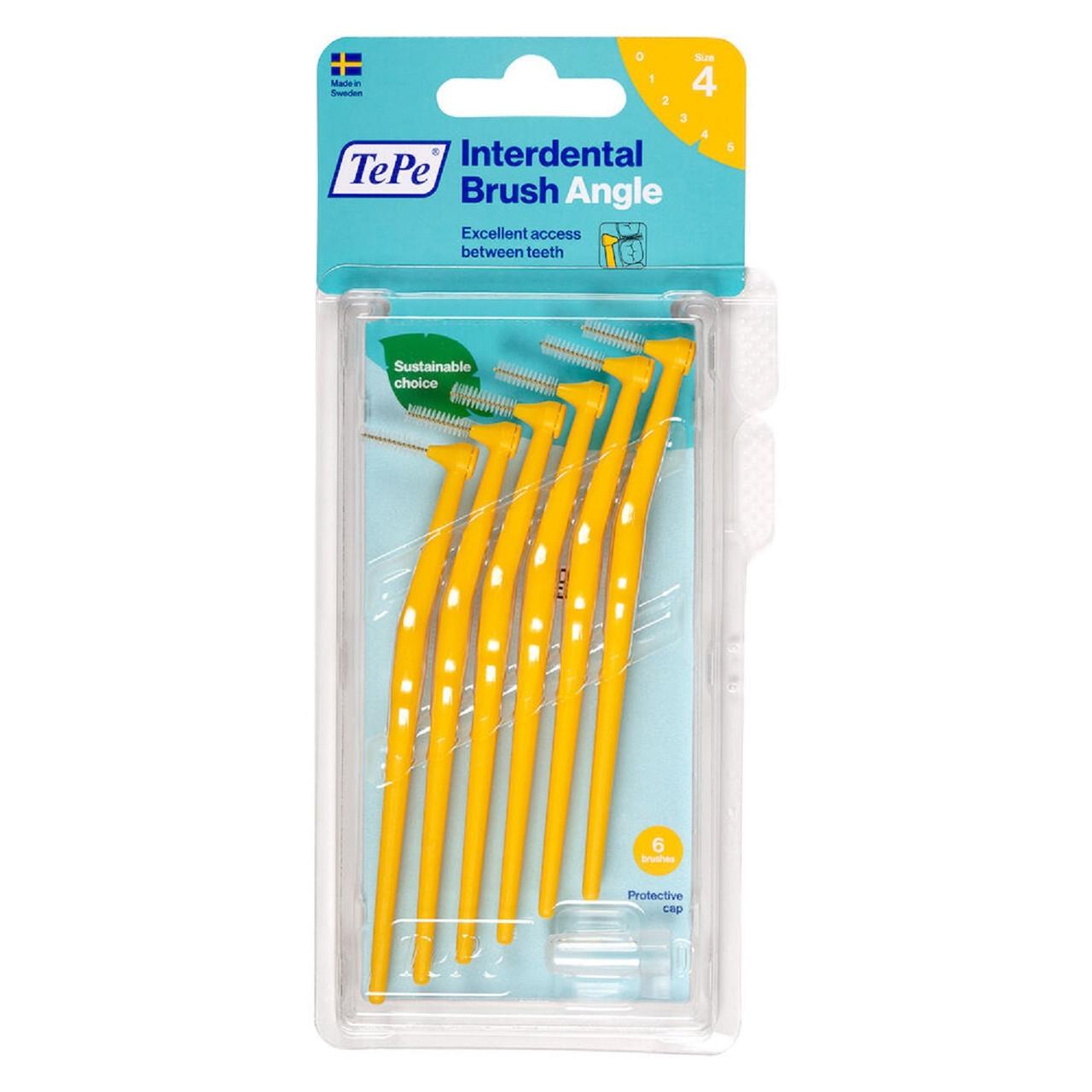 TePe Interdental Brushes Angle Yellow 6 x 0.7mm Brushes Image 1
