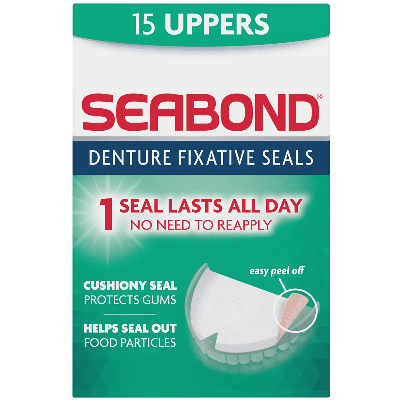 Seabond Denture Fixative Seals Uppers 15 Pack Image 1