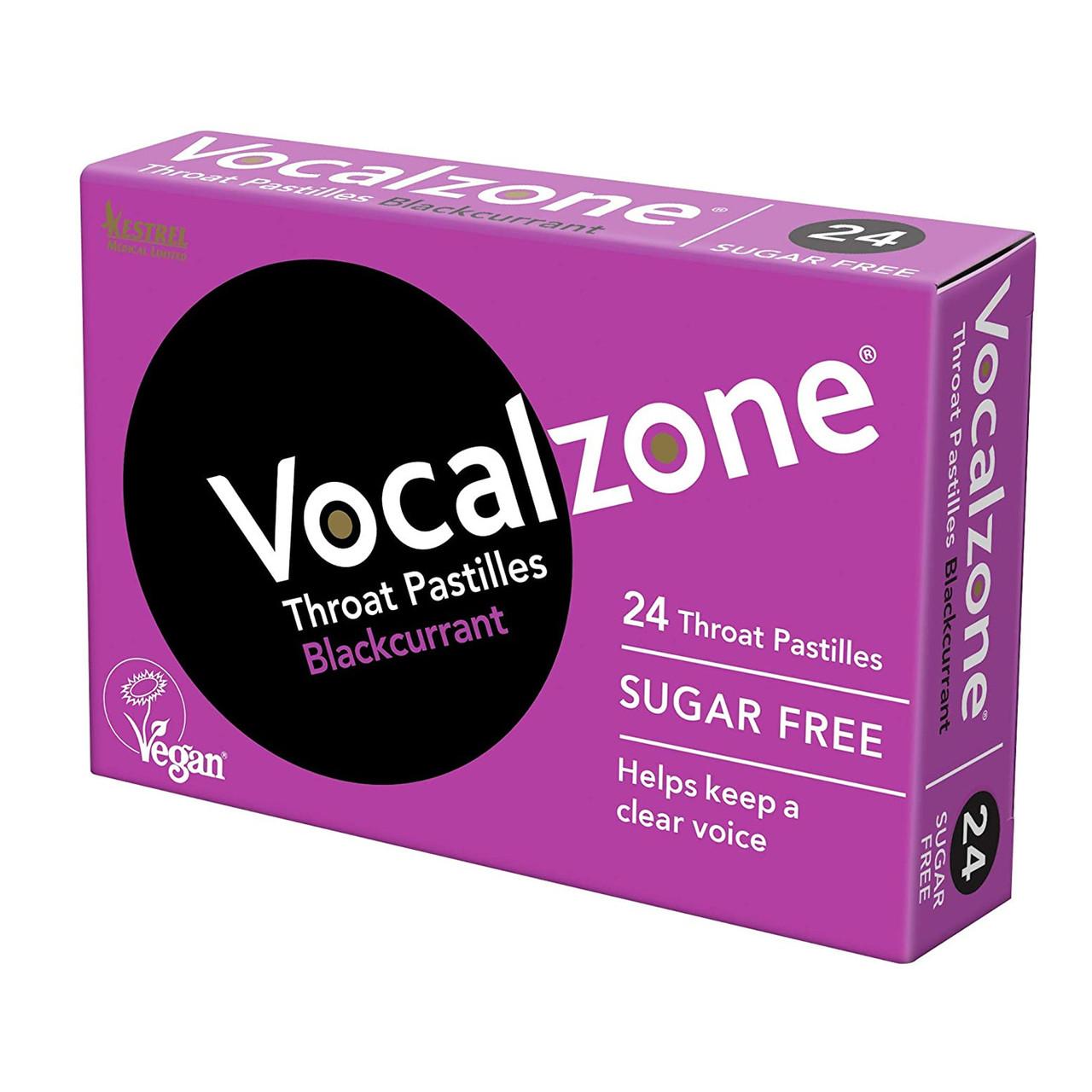 Vocalzone Blackcurrant Sugar Free Throat Pastilles 24 Pack Image https://cdn11.bigcommerce.com/s-g585yu857h/images/stencil/1280w/products/2570/4332/Vocalzone-Blackcurrant-Sugar-Free-Throat-Pastilles__66835__85044.1781189408.jpg1