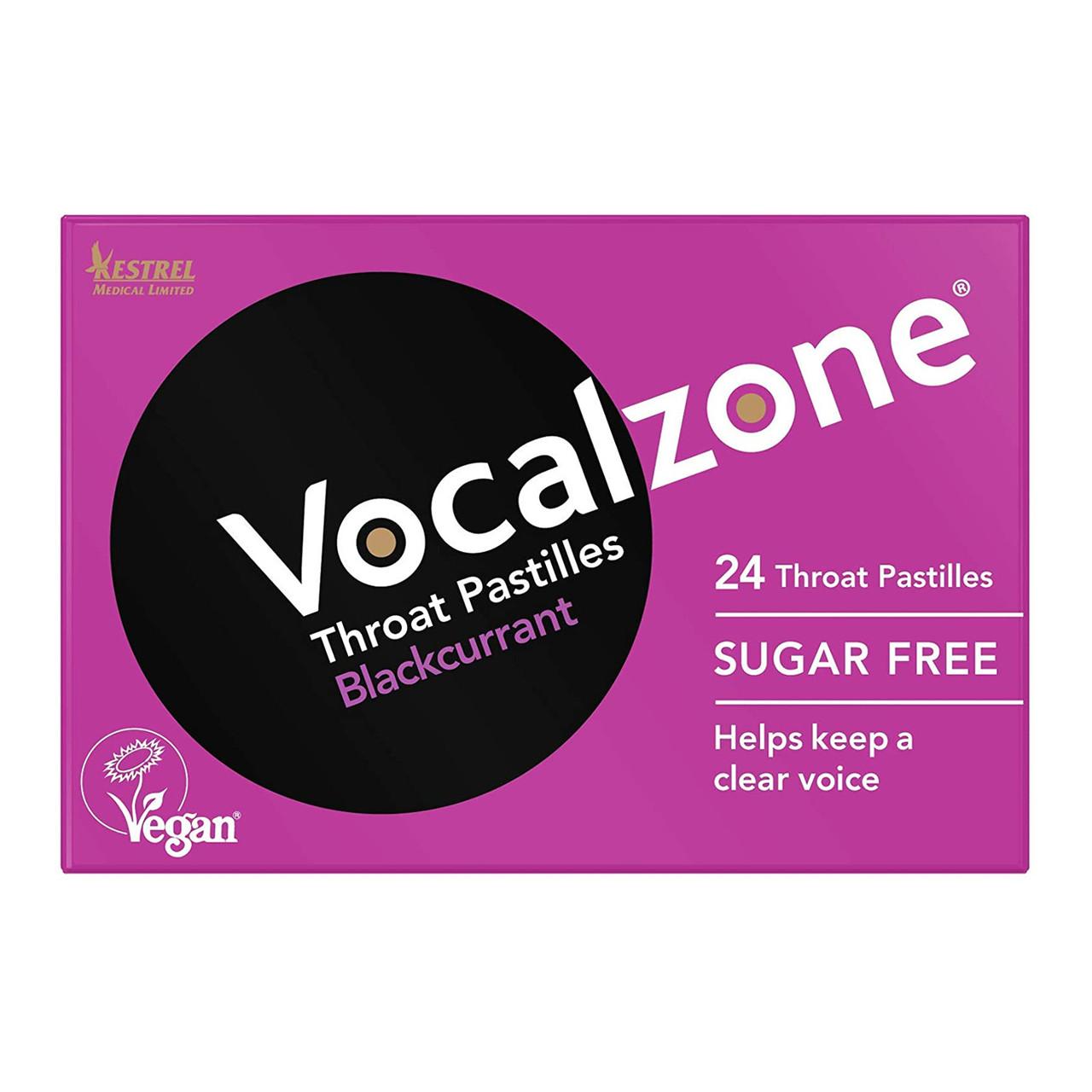 Vocalzone Blackcurrant Sugar Free Throat Pastilles 24 Pack Image 1