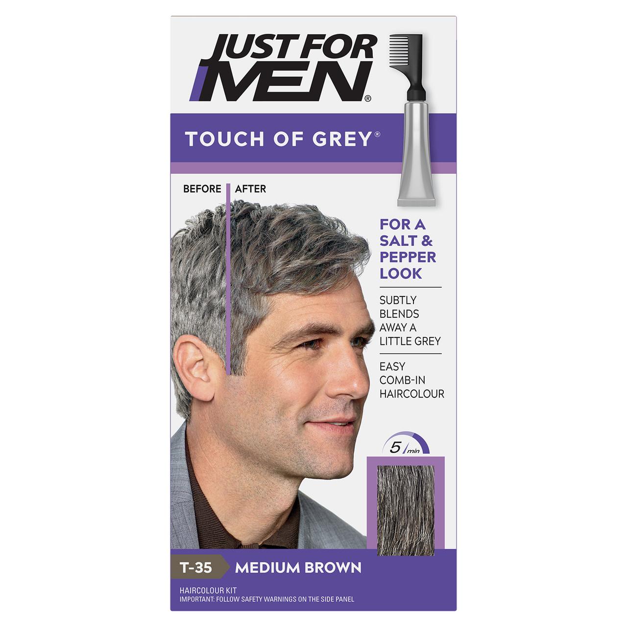 Just For Men Touch of Grey Hair Dye Medium Brown T-35 Image 1