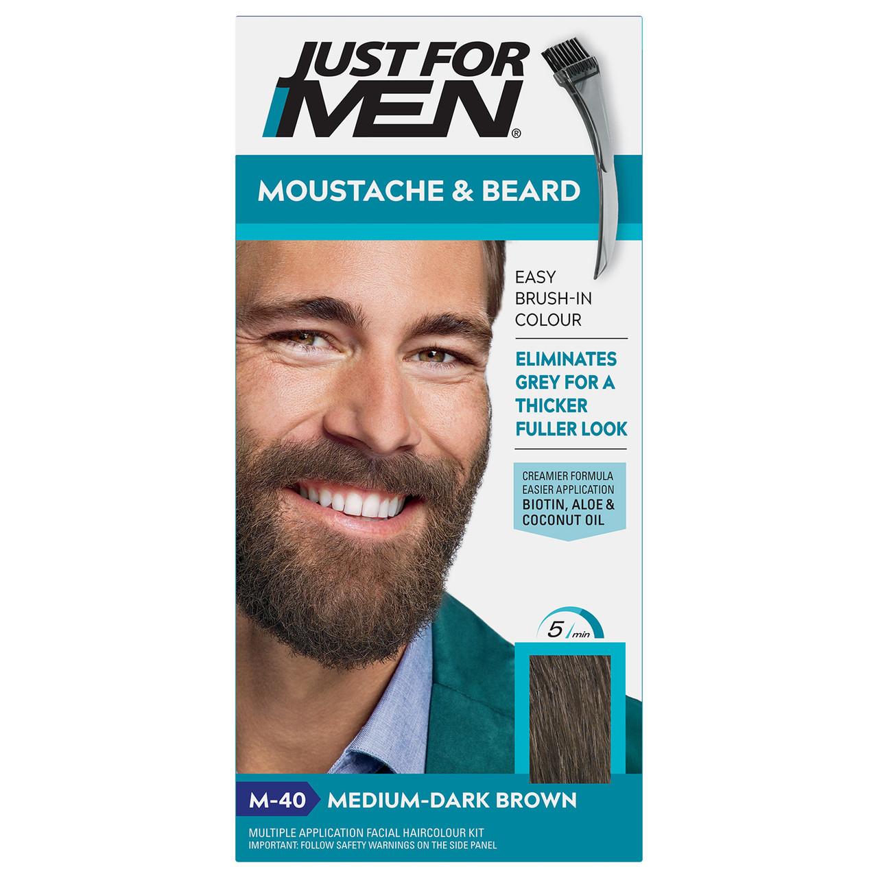 Just for Men Moustache & Beard Medium - Dark Brown Hair Dye M-40 Image 1