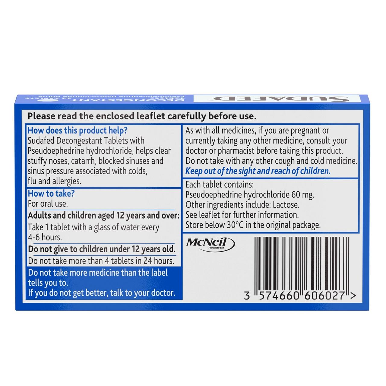 Sudafed Decongestant 12 Tablets Image https://cdn11.bigcommerce.com/s-g585yu857h/images/stencil/1280w/products/2631/4464/Sudafed-Decongestant__74283__44604.1781189603.jpg1