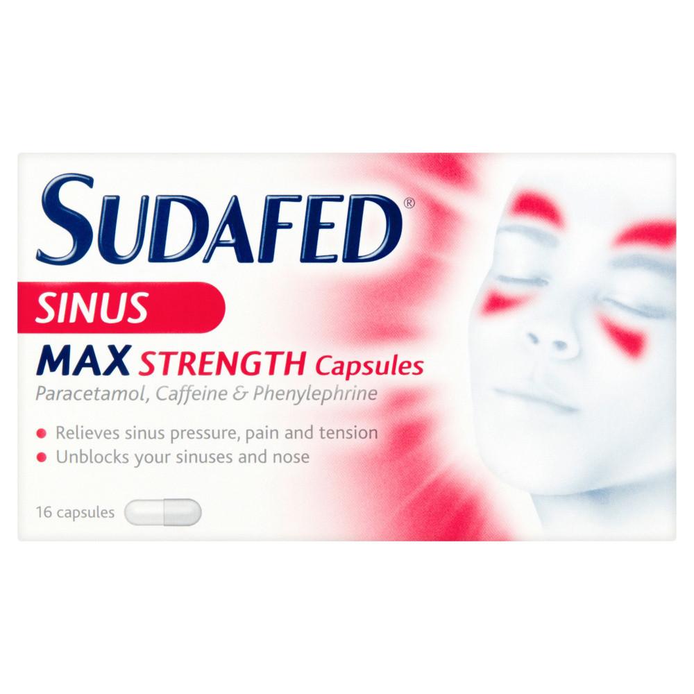 Sudafed Sinus Max Strength 16 Years + 16 Capsules Image 1