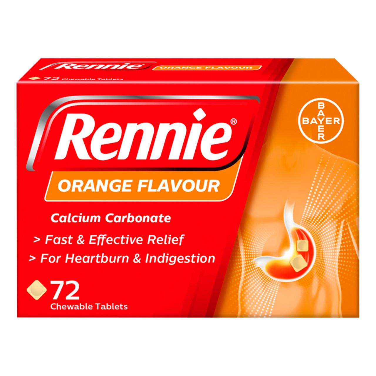 Rennie Orange Chewable Tablets 72 Tablets Image 1