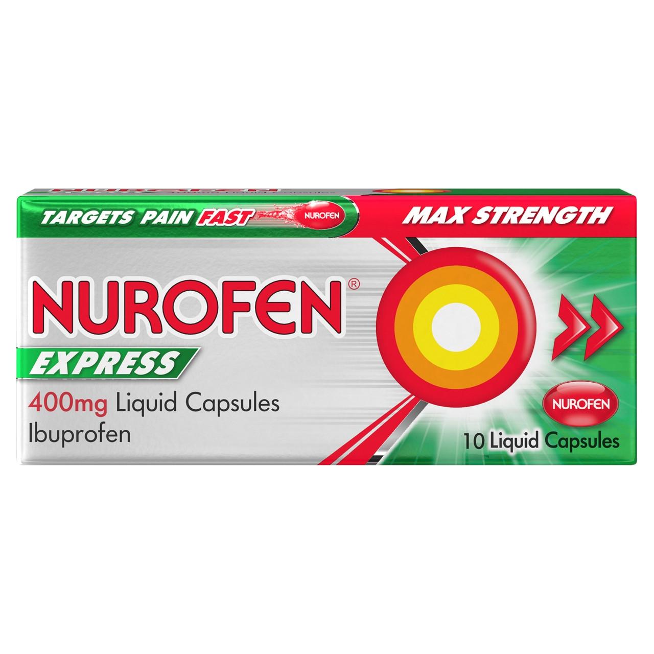 Nurofen Express Ibuprofen 400mg Liquid 10 Capsules Image 1