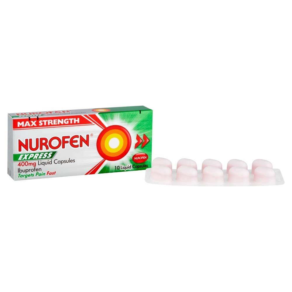 Nurofen Express Ibuprofen 400mg Liquid 10 Capsules Image 1
