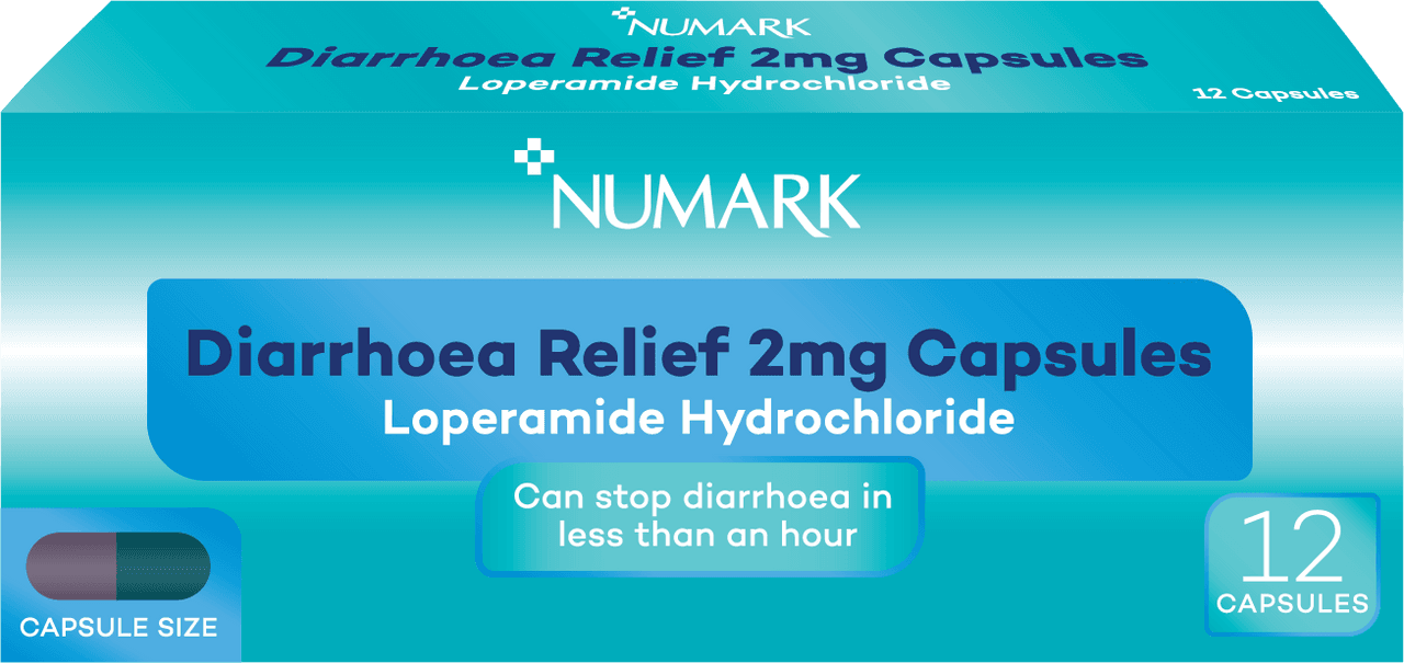Numark Loperamide 2mg for Diarrhoea Relief 12 Capsules Image 1